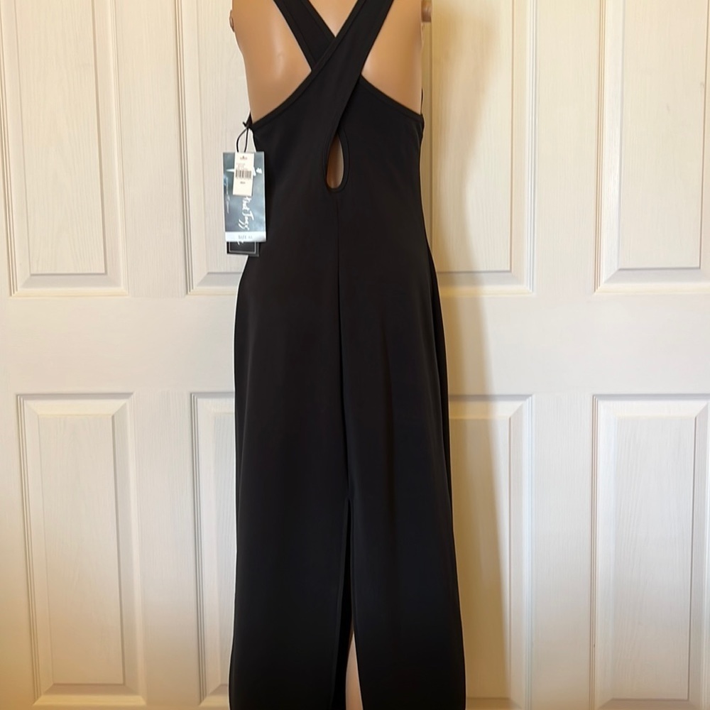 Black sleeveless maxi with crisscross back and slit to knee NWT SzM washable - Picture 1 of 4